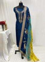 Dola Silk Blue Party Wear Banarasi Weaving Dress Material